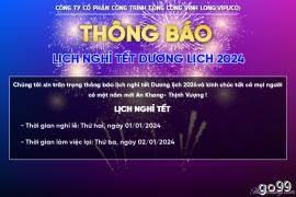 Thông báo Lịch nghỉ Tết Dương lịch 01/01/2024